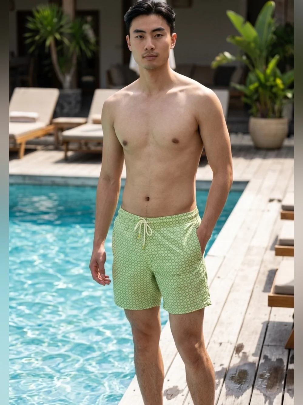 Original Paperbacks Geometric Patterned Swim Trunks - Picture 1 of 10